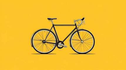 Fototapeta premium A simple illustration of a black bicycle on a yellow background.