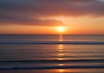 Fototapeta premium Sunset Over Calm Ocean Waves