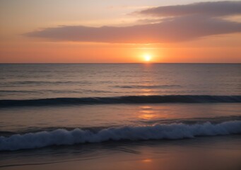 Obraz premium Sunset Over Calm Ocean Waves