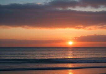 Sunset Over Calm Ocean Waves
