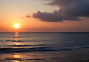 Sunset Over Calm Ocean Waves