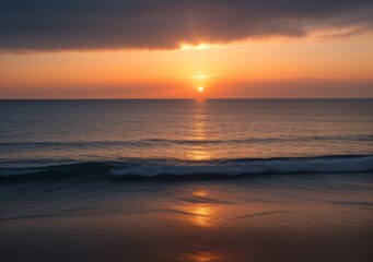 Fototapeta premium Sunset Over Calm Ocean Waves