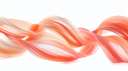 Fototapeta premium Abstract flowing, wavy orange fabric on a white background.