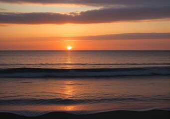 Fototapeta premium Sunset Over Calm Ocean Waves