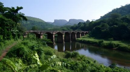 Fototapeta premium Guyane. Pont Roura Sur Fleuve Mahury