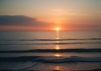 Sunset Over Calm Ocean Waves