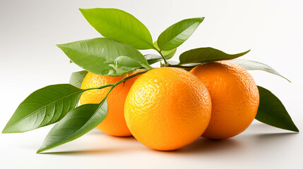 A singleTangerine with leaf on white background closeup full view