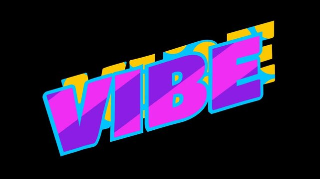 Abstract retro pattern word VIBE typography animation