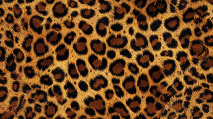 Seamless and lifelike leopard fur pattern with intricate spots and a natural color palette, highlighting the luxurious texture of this wild animal’s coat. Great for high-end fashion or interior wallpa