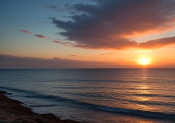 Sunset Over Calm Ocean Waves