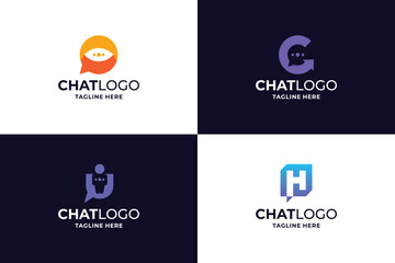 Set of Chat tech logo design