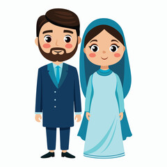  a cute pakistani couple in traditional illustration