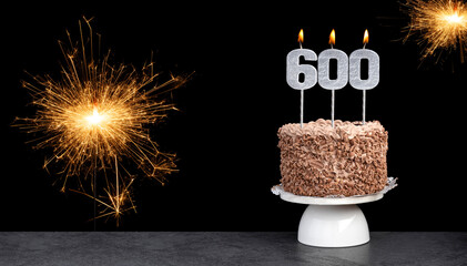 Cake with candle number 600 - Birthday card
