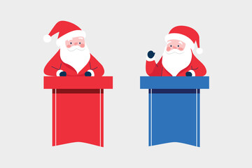 Vector Santa Claus debating on elections isolated on white background.