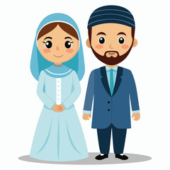  a cute pakistani couple in traditional illustration