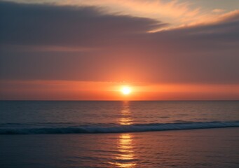 Sunset Over Calm Ocean Waves