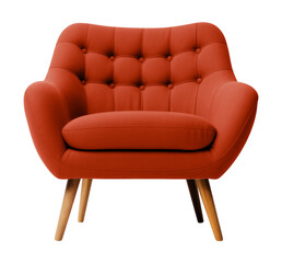 PNG dull red cozy armchair, transparent background