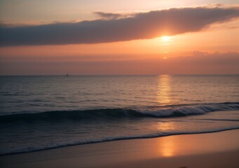 Fototapeta premium Sunset Over Calm Ocean Waves