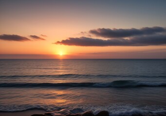 Obraz premium Sunset Over Calm Ocean Waves
