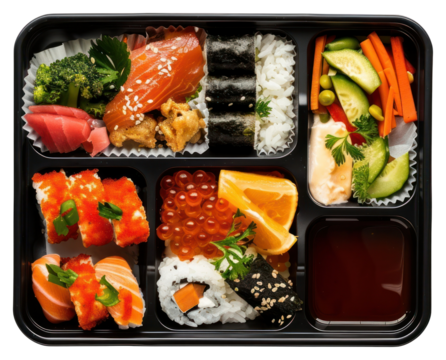 PNG Bento meal chopsticks sushi.