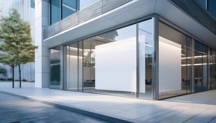 Obraz premium Glass Office Building with Reflections of the Sky and Surroundings