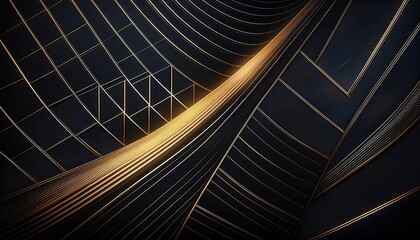 Obraz premium Elegant Abstract Black and Gold Curved Lines with a Dynamic 3D Effect
