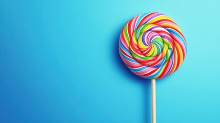 colorful spiral lollipop on blue background bright fun and sweet candy for all ages ideal for advertising marketing or promotional material 4th of july