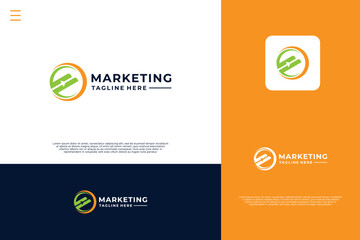 Global trading logo design with arrow, growth concept