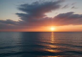 Sunset Over Calm Ocean Waves