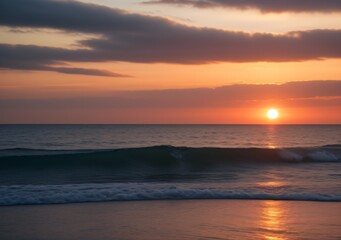 Obraz premium Sunset Over Calm Ocean Waves