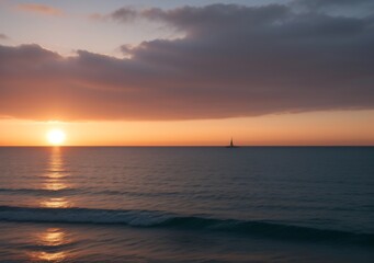 Sunset Over Calm Ocean Waves