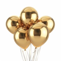A cluster of shiny golden balloons, perfect for celebrations and festive occasions.