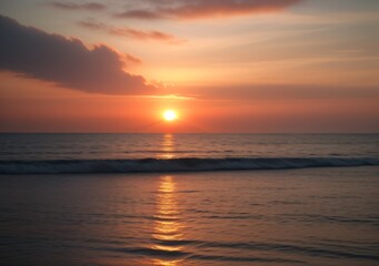 Naklejka premium Sunset Over Calm Ocean Waves