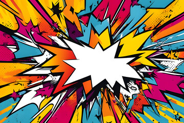 Vibrant Pop Art Explosion Wall Background, Bold Colors and Comic-Style Elements for Dynamic Design