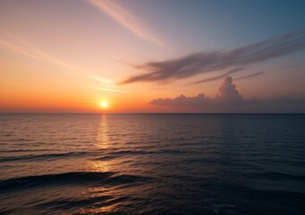 Sunset Over Calm Ocean Waves