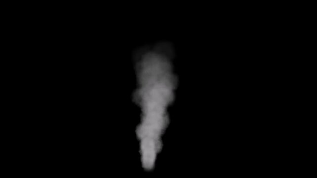3D chimney fires thick smoke on a black background. heavy factory smoke pollution animation, explosion Blast fume, old train exhaust 4k high-resolution video with alpha matte, Easily editable