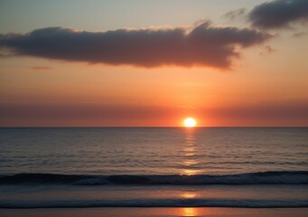 Sunset Over Calm Ocean Waves
