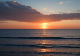 Sunset Over Calm Ocean Waves