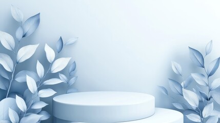 White blue podium sale promo discount leafs background 13