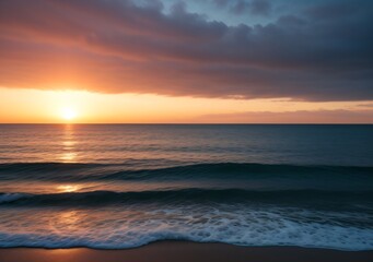 Obraz premium Sunset Over Calm Ocean Waves