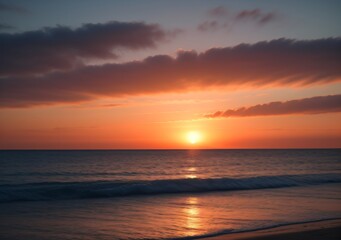 Fototapeta premium Sunset Over Calm Ocean Waves