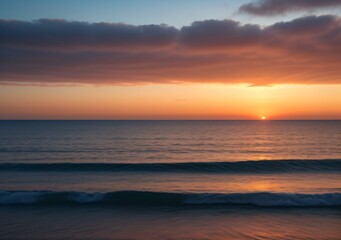 Sunset Over Calm Ocean Waves