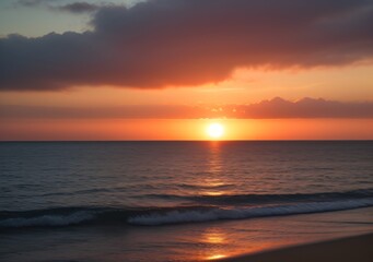 Obraz premium Sunset Over Calm Ocean Waves