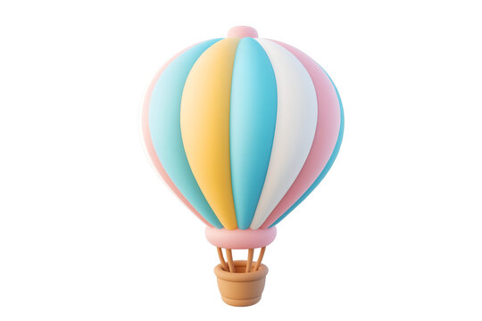 Colorful Hot Air Balloon Icon | Isolated on Transparent & White Background | PNG File with Transparency