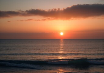Sunset Over Calm Ocean Waves