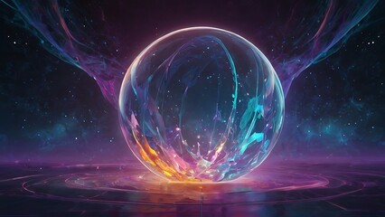 Sphere shaped lights and objects colorful design, spiritual and mental concept, space and universe