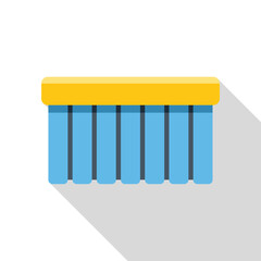Cleaning brush with yellow handle and blue bristles icon in flat style on a white background