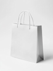An empty white shopping bag on a white background