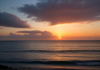 Obraz premium Sunset Over Calm Ocean Waves