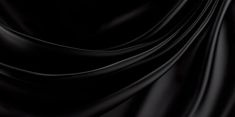Satin fabrics with soft waves in black